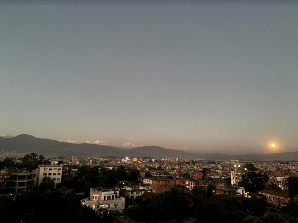 A rare Blue Moon rising over Kathmandu on 31 October. There will not be another one till 2039. Photo: Kunda Dixit